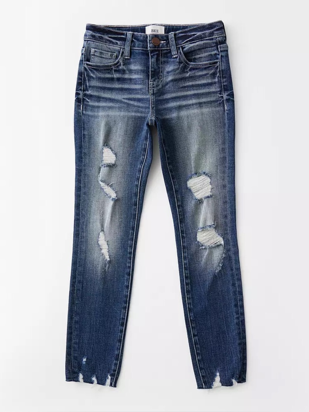 BKE Girls Mid-Rise Ankle Skinny Jeans - Medium Wash - Size 14